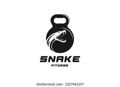 Vintage Python Cobra Anaconda Viper Mamba Snake with Kettle Bell for Gym Fitness Sport Club Logo