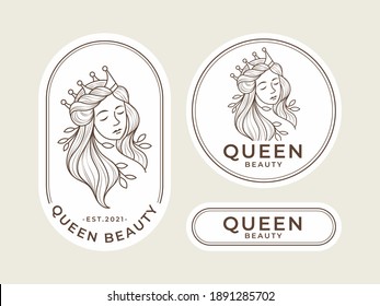 vintage queen beauty logo template