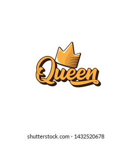 vintage queen crown vector icon with text isolated on white background. funny girls print for tee or poster with princess crown and text