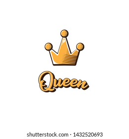 vintage queen crown vector icon with text isolated on white background. funny girls print for tee or poster with princess crown and text