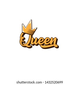vintage queen crown vector icon with text isolated on white background. funny girls print for tee or poster with princess crown and text