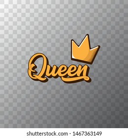 vintage queen crown vector icon with text isolated on transparent background. funny girls print for tee or poster with princess crown and text