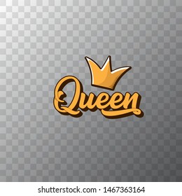 vintage queen crown vector icon with text isolated on transparent background. funny girls print for tee or poster with princess crown and text