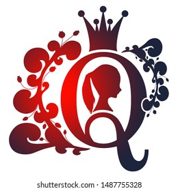 Vintage Queen Silhouette Medieval Queen Profile Stock Illustration ...