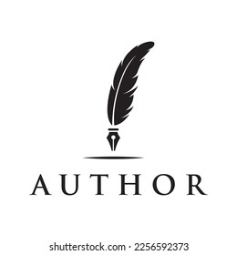 Vintage quill pen logo creative design and with ink.Classic and luxury stationery illustration.