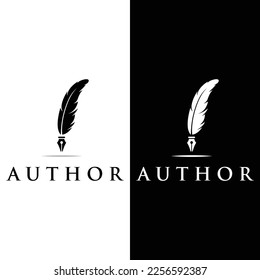 Vintage quill pen logo creative design and with ink.Classic and luxury stationery illustration.