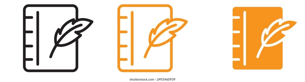 Vintage Quill Pen and Notebook Page Icon for Writing and Literature Graphics Perfect for Representing Writing and Literary Activities