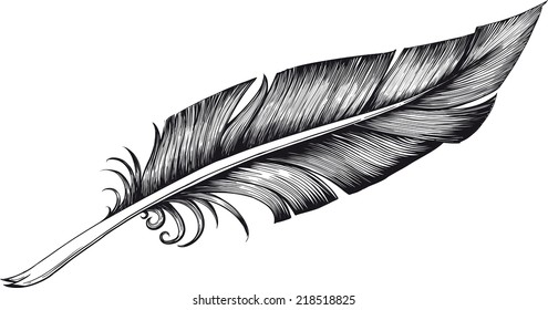 Vintage quill pen to write detailed isolated on white background