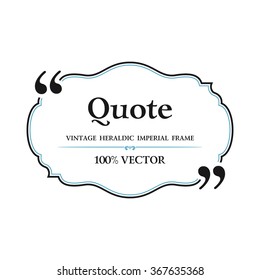 Vintage Quote Blank With Text Bubble Box Balloon. Commas, Note, Message, Quote Blank, Template, Text, Marked, Tag And Comment. Vector Stock Element For Design. Dialog Box.