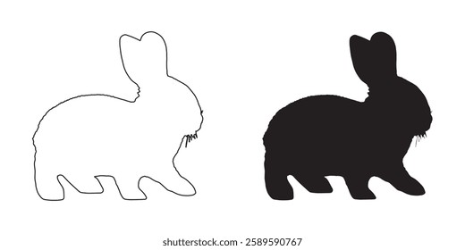 Vintage Rabbit Silhouette - Classic Rabbit Outline for Digital Graphics
