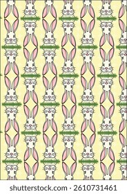 Vintage Rabbit Ups And Down Easter Fabric Wrapping Paper Vector