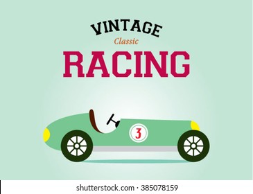 vintage race car classic poster vector illustration