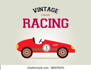 vintage race car classic poster vector illustration