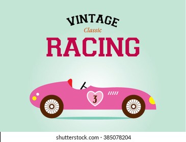 vintage race car classic poster vector illustration
