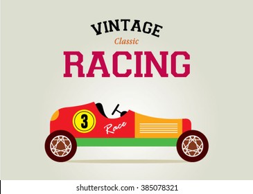 vintage race car classic poster vector illustration