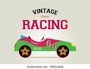 vintage race car classic poster vector illustration
