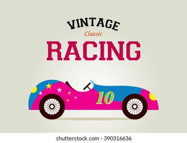 vintage race car classic poster vector illustration