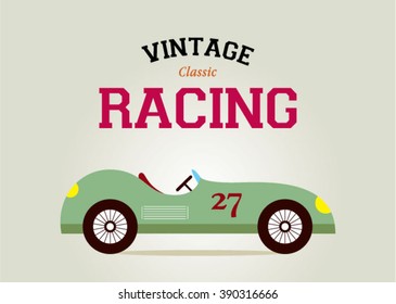 vintage race car classic poster vector illustration