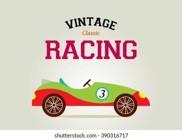 vintage race car classic poster vector illustration