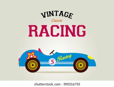 vintage race car classic poster vector illustration