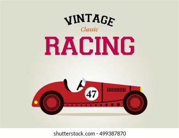 vintage race car classic poster vector illustration