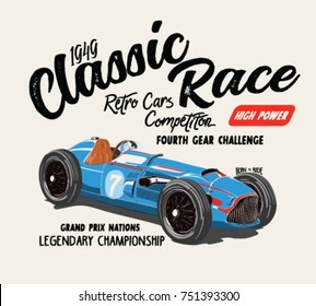 Vintage race car illustration 