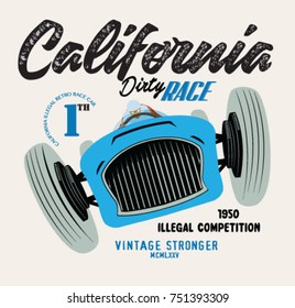 Vintage race car illustration 