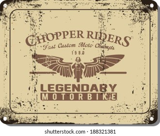 vintage race car and motorbike for printing.vector old school poster.