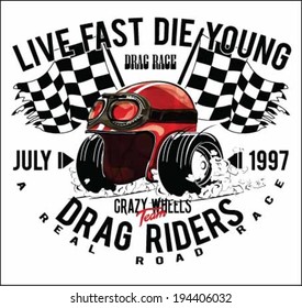 vintage race car and motorcycle poster.