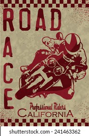 vintage race car and motorcycle for printing.vector old school race poster.retro race car or motorbike vector print set race posters.real road race posters