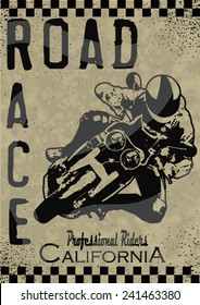 vintage race car and motorcycle for printing.vector old school race poster.retro race car or motorbike vector print set race posters.real road race posters