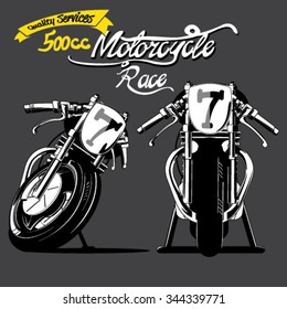 vintage race car and motorcycle for printing.vector old school poster.