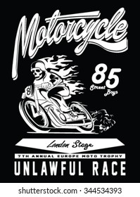 vintage race car and motorcycle for printing.vector old school poster.