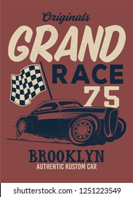 vintage race car for printing.vector old school race poster.retro race car set