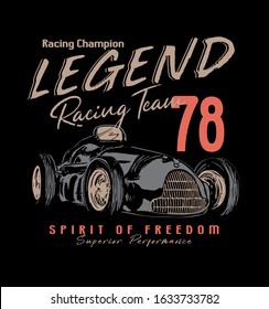 vintage race car for printing.vector old school race poster.