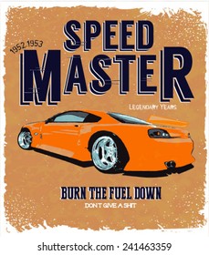 vintage race car for printing.vector old school race poster.retro race car set