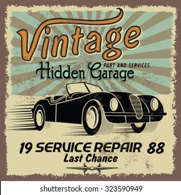 vintage race car for printing.vector old school race poster.retro race car set