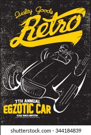 vintage race car for printing.vector old school race poster.