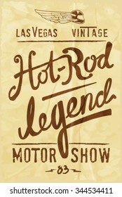 vintage race car for printing.vector old school poster.