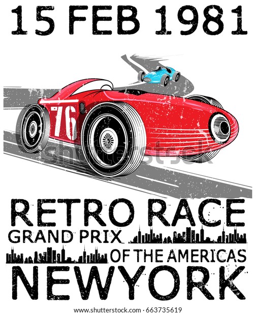 vintage race car for printing.vector old school race\
poster.retro race car\
set