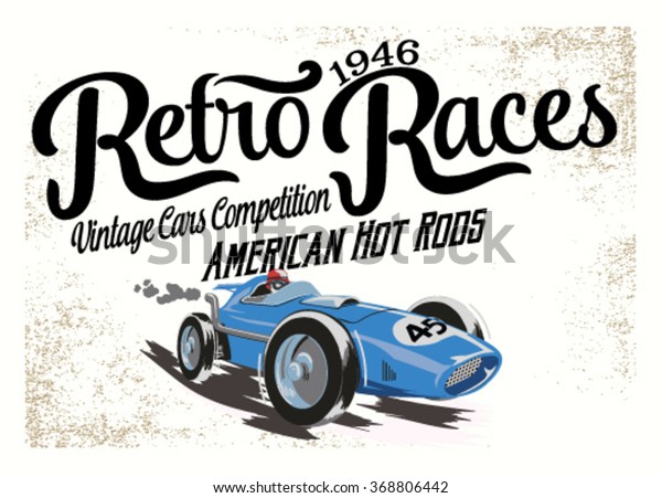 vintage race car for\
printing.vector \
poster
