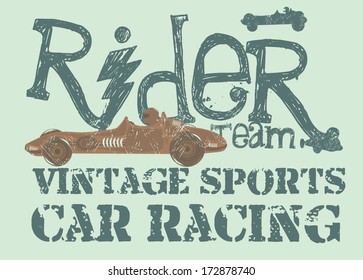 vintage race car vector art