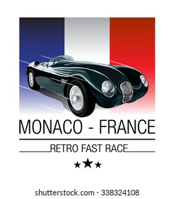 vintage race car vector design.T shirt Graphic.