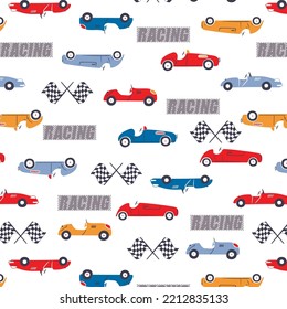 Vintage race cars and finish flags kids wear