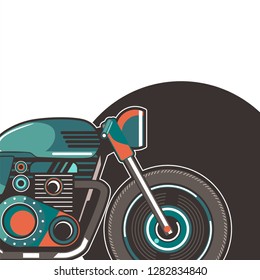 vintage race motorbike for printing.vector old school race poster.retro race motorbike print - Vector