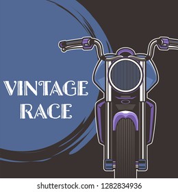 vintage race motorbike for printing.vector old school race poster.retro race motorbike print - Vector