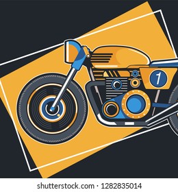 vintage race motorbike for printing.vector old school race poster.retro race motorbike print - Vector