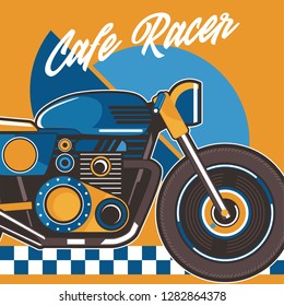 vintage race motorbike for printing.vector old school race poster.retro race motorbike print - Vector