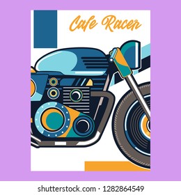 vintage race motorbike for printing.vector old school race poster.retro race motorbike print - Vector