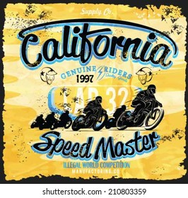 Vintage Race Motorcycle For Printing.vector Old School Poster.